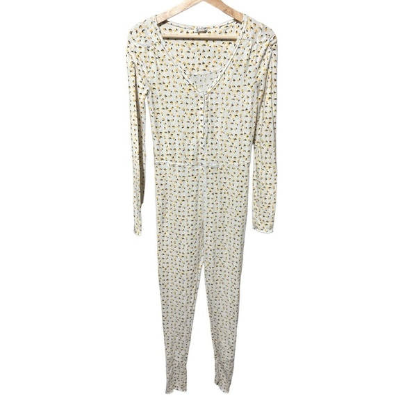 Like New -Free People Intimately Home Alone long johns, ivory combo, size XSmall - Picture 4 of 6